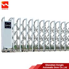 Stainless steel electric retractable door, stainless steel electric retractable door is made of high quality steel plate internal ribs, free of formaldehyde, toluene, no radiation; Electric Automatic Stainless Steel Sliding Folding Driveway Gate Hf 1010 China Automatic Folding Door Electric Retractable Door Made In China Com