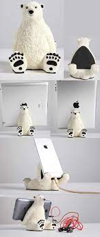 Cartoon Polar Bear Ipad Mobile Phone Charging Station Dock Holder Diy Phone Stand Diy Phone Holder Diy Phone