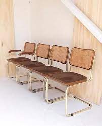 4 Vintage Italian Breuer Style Dining Chairs Chrome And Rattan Dining Chairs Rattan Dining Chairs Wicker Dining Chairs Dining Chairs