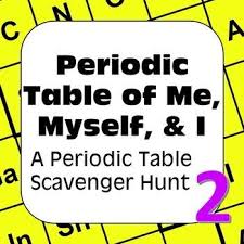 Periodic Table Scavenger Hunt Periodic Table Of Me Myself I Science Chemistry Teaching Chemistry High School Chemistry