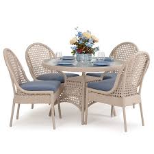 Coquina Key Outdoor Wicker 5 Piece Dining Set White Sand Wicker Dining Set Furniture 5 Piece Dining Set