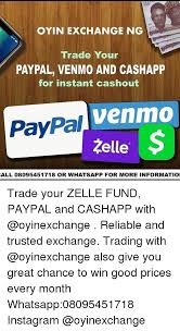 Read on to learn how this payment app can make safe, quick money transfers—and what to watch out for. 1000 Oyin Exchange Ng Trade Your Paypal Venmo And Cashapp For Instant Cashout Venmo Zelle Paypal All 08095451718 Or Whatsapp For More Informatio Trade Your Zelle Fund Paypal And Cashapp With Reliable