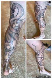 Japanese, elephant, blue and red octopus tattoo designs, drawings and meanings. My Almost Finished Octopus Leg Sleeve Done By Mike At Lake Erie Studios In Toledo Ohio Tattoos