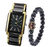 Fashion New Square Casual Wristwatch for Men Sports Personality Bracelet  Set Quartz Watches Gift Set MW08