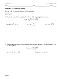 Integral calculus worksheet differential calculus and integral calculus by love and rainville by u. Tangent Line Problem Worksheet Pdf Fill Online Printable Fillable Blank Pdffiller