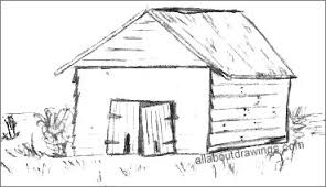 Do this freehand and go quite slowly, concentrating on keeping your lines straight and light. Characteristic Old Barn Drawing