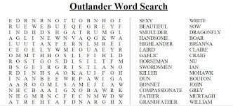 Outlander Word Search Outlander Outlandish Swordsman