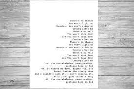 Reckless Love Lyrics Printable Download Home Decor Gallery Wall Blessed By His Grace Lyrics To Live By Lyrics Reckless