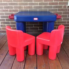 Lot Vintage Little Tikes Plastic Table Drawers Chunky Red Chairs Set Child Size Plastic Tables Red Chair Chair Set