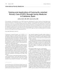 Pdf Training And Application Of Community Oriented Primary Care Copc Through Family Medicine In Catalonia Spain