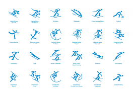 „die olympischen spiele werden alle vier jahre ausgetragen. Die Piktogramme Der Olympischen Winterspiele 2018 In Pyeongchang Design Tagebuch