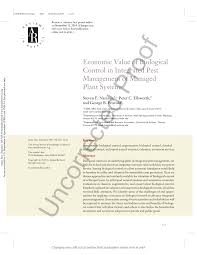 They require high level of humidity and temperature. Pdf Economic Value Of Biological Control In Integrated Pest Management Of Managed Plant Systems