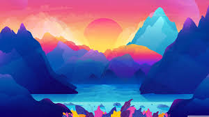 Windows 10 nature landscape wallpaper 14, snow covered mountains and trees. Colorful Landscape Illustration 4k Wallpaper Wallpaper Pc Wallpaper Keren Wallpaper Hd