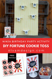 Everyone gathers around and reads their fortune cookie fortune but adds the words . Ninja Party Game Fortune Cookie Toss Elva M Design Studio