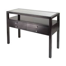 Winsome Wood 92650 Copenhagen Glass Top Console Table With 2 Drawers Contemporary Console Table Console Table Mudroom Furniture