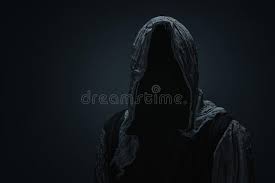 Silhouette Of A Grim Reaper Over Dark Gray Background With Copy Space Sponsored Reaper Dark Silhouet Grim Reaper Dark Grey Background Gray Background