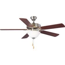 Ceiling fans may still be notorious for being eyesores, but plenty of models now exist without the gaudy candelabra lights and annoying pull chains. Progress Lighting 5 Blade 52 In Integrated Led Brushed Nickel Ceiling Fan With Light Kit P2599 09 The Home Depot
