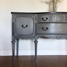 Sold Antique Buffet Sideboard Cabinet With Tall Legs Grey And Black Distressed Shabby Chic French Country Home San Francisco California Antique Buffet Antique Sideboard Buffet Painted Furniture
