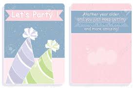 Celebrate each year of someone's life with a customized diy card. Birthday Card Front And Back With Party Hats Royalty Free Cliparts Vectors And Stock Illustration Image 70972933