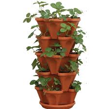 Mr. Stacky 12 in. x 5.5 in. Terracotta Plastic Vertical Stackable ...
