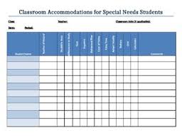 classroom accommodations chart