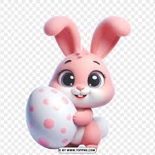Pink Cute Easter Bunny With Colored Egg HD Transparent PNG