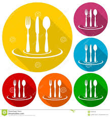Les Icones De Symbole De Gastronomie De Restaurant De Fourchette De Couteau Et De Cuillere Ont Place Avec La Longue Ombre Illustration De Vecteur Illustration Du Restaurant Couteau 85990200