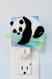 Panda Bear Night Light Night Light Fused Glass Panda Bear