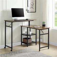 When extended to 180 degrees, the computer desk can be a long rectangular desk, which can save space when overlapping. Home Office L Shaped Rotatable Standing Computer Desk Brown