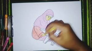 Mewarnai gambar sketsa kartun anak muslim 34; Cara Menggambar Dan Mewarnai Kartun Gadis Muslimah Sedang Mengaji Mudah Tapi Bagus Youtube
