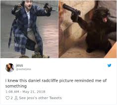 A) if harry potter had a gun, to be honest if he were supposed to shoot someone from the back, he probably wouldn't do so well, because there would be a very slim. People Can T Stop Messing With Daniel Radcliffe S Photos And The Result Is Hilarious Bored Panda