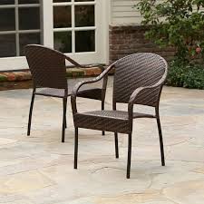Set Of 2 Outdoor Patio Furniture All Weather Pe Wicker Stackable Arm Chairs Outdoor Chair Set Outdoor Chairs Outdoor Wicker Chairs