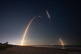 Spacex launched four astronauts into orbit on friday using a recycled rocket and capsule, the third crew flight in less than a year for elon musk's rapidly expanding company. Long Exposure Photograph I Shot Of This Morning S Spacex Falcon 9 Launch And First Stage Landing On The Droneship 12 Miles Off Of Cape Canaveral Space