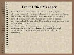 Front Office Organization Chart Ppt Video Online Download