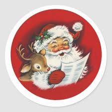 Check spelling or type a new query. Santa Reindeer Nice List Classic Round Sticker Zazzle Com In 2021 Santa And Reindeer Vintage Christmas Images Vintage Christmas