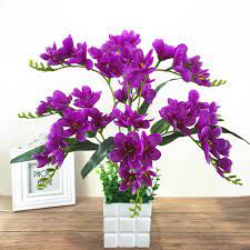 Artificial Freesia Flower With 9 Branches For Home Living Room Decor Purple Walmart Com Walmart Com
