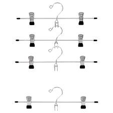 4 tier trouser or skirt rack,chrome hanger,vinyl black ends. Skirt Hangers The Container Store