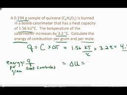 What is the formula for specific heat capacity? Energy Of Combustion From Calorimeter Data Youtube