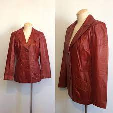Vintage 70s Red Leather Jacket Boho Hippie Coat Medium Etsy Red Leather Jacket Versatile Jackets Jackets