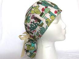 Surgical Ponytail Scrub Cap Cactus Pony Tail Scrub Cap Etsy Scrub Caps Scrub Hats Hat Making