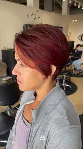 created this gorgeous wine red pixie using @lorealpro majirel & dia color  👄🌺❣️ cut & color by me!, @republic_hair_co