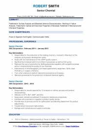 senior chemist resume samples qwikresume