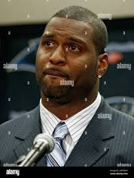 Carolina Panthers' defensive end Mike Rucker announces his retirement after  his nine year career with the Panthers at a news conference