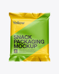 Snack Food Packaging Mockup In Flow Pack Mockups On Yellow Images Object Mockups