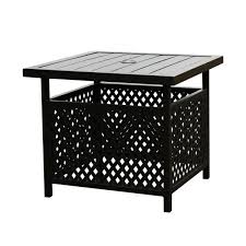 Use these pieces to stow. Top Home Space Black 22 In Square Metal Outdoor Dining Bistro Coffee Table With Umbrella Hole Tp27019 The Home Depot