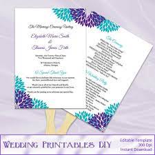 Diy Purple And Teal Wedding Program Fans By Weddingprintablesdiy 8 00 Diy Wedding Program Fans Wedding Program Fans Wedding Fans Programs Template