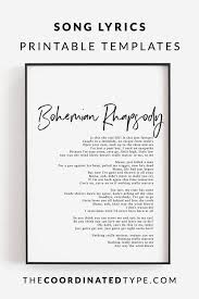 Bohemian Rhapsody Print Bohemian Rhapsody Song Lyrics Art Etsy Song Lyrics Art Song Lyric Print Inspirational Printables