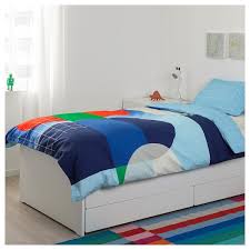 mojlighet duvet cover and pillowcase s blue graphical patterned twin ikea bed frame bed storage pull out bed