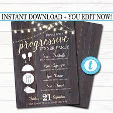 Last year, the progressive dinner theme was italian. Editable Progressive Dinner Party Invitation Neighborhood Potluck Party Invite Rustic Wood Printable House Round Robin Instant Download By Tidylady Printables Catch My Party