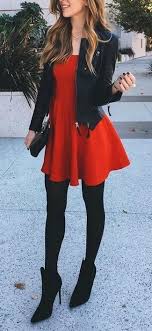 Pantyhose and red boots 6 min. Black Wool Tights With Red And Navy Skater Dress Outfits 6 Ideas Outfits Lookastic